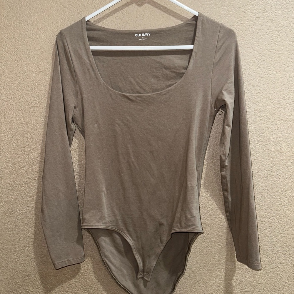 Old Navy Women's Taupe Long Sleeve Bodysuit